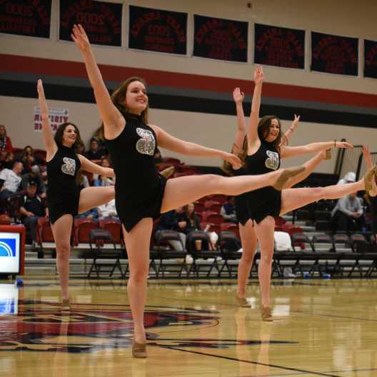 Dance team at basketball game halftime performance